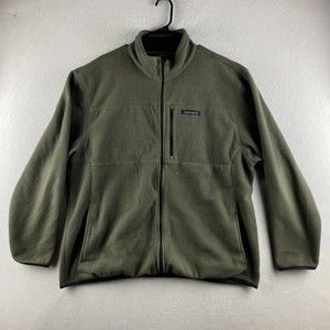 Timberland Sweater Mens XL Green Fleece Long Sleeve Zip Pockets Stand Neck